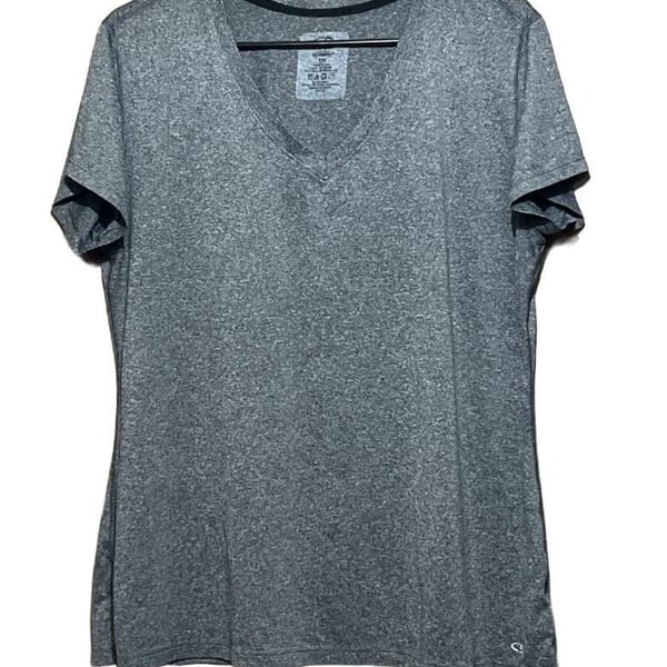 C9 Champion Duo Dry V-Neck T-Shirt Size XXL Heathered Gray Athletic