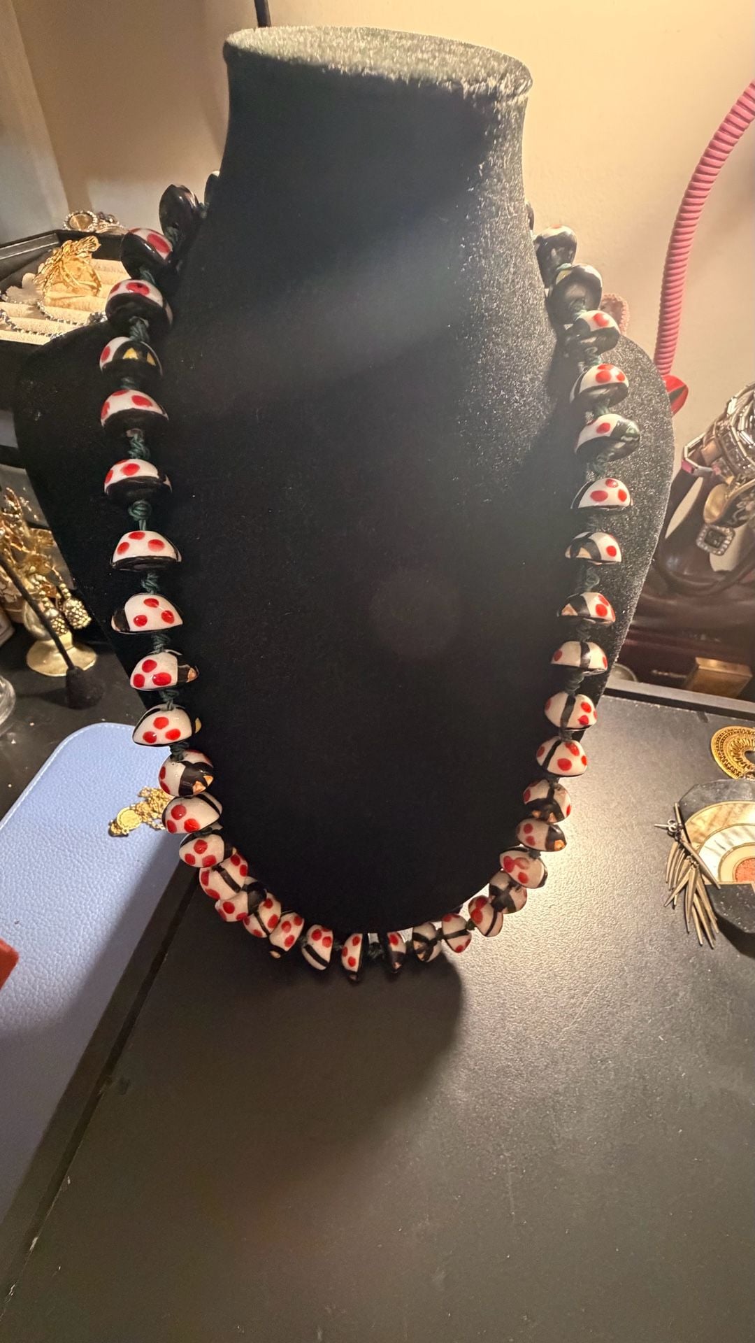 Handmade Ladybug Ceramic Bead Necklace 2
