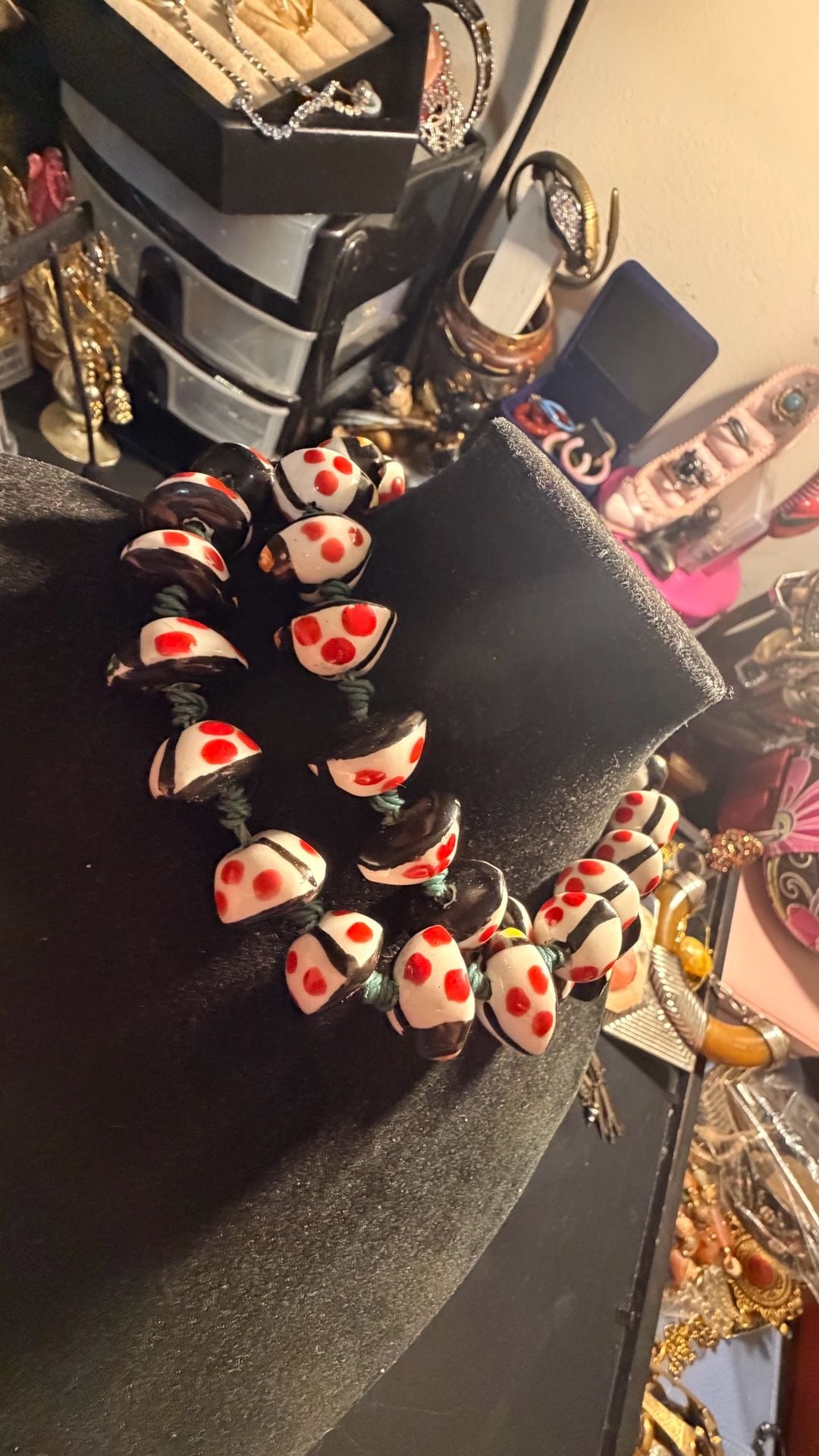 Handmade Ladybug Ceramic Bead Necklace 3