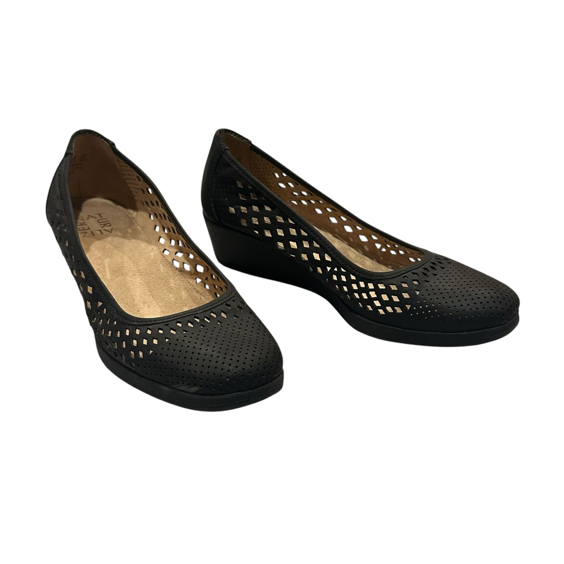 Naturalizer Brina Wedge Pump Size 7.5M Black Laser Cut 2