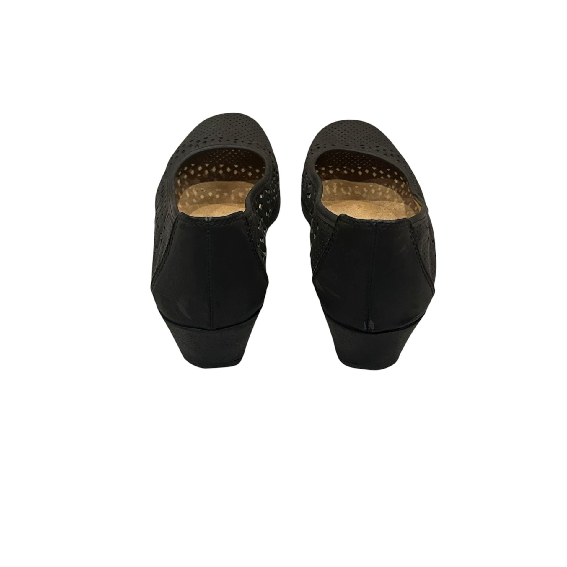 Naturalizer Brina Wedge Pump Size 7.5M Black Laser Cut 6