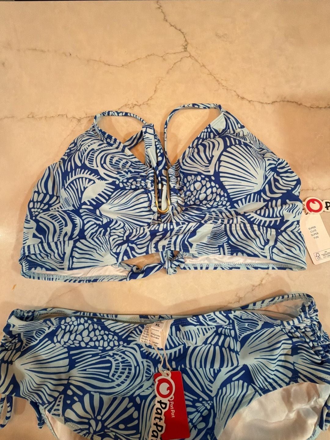 PatPat Blue Shell Print Bikini Set Size XL NWT 2