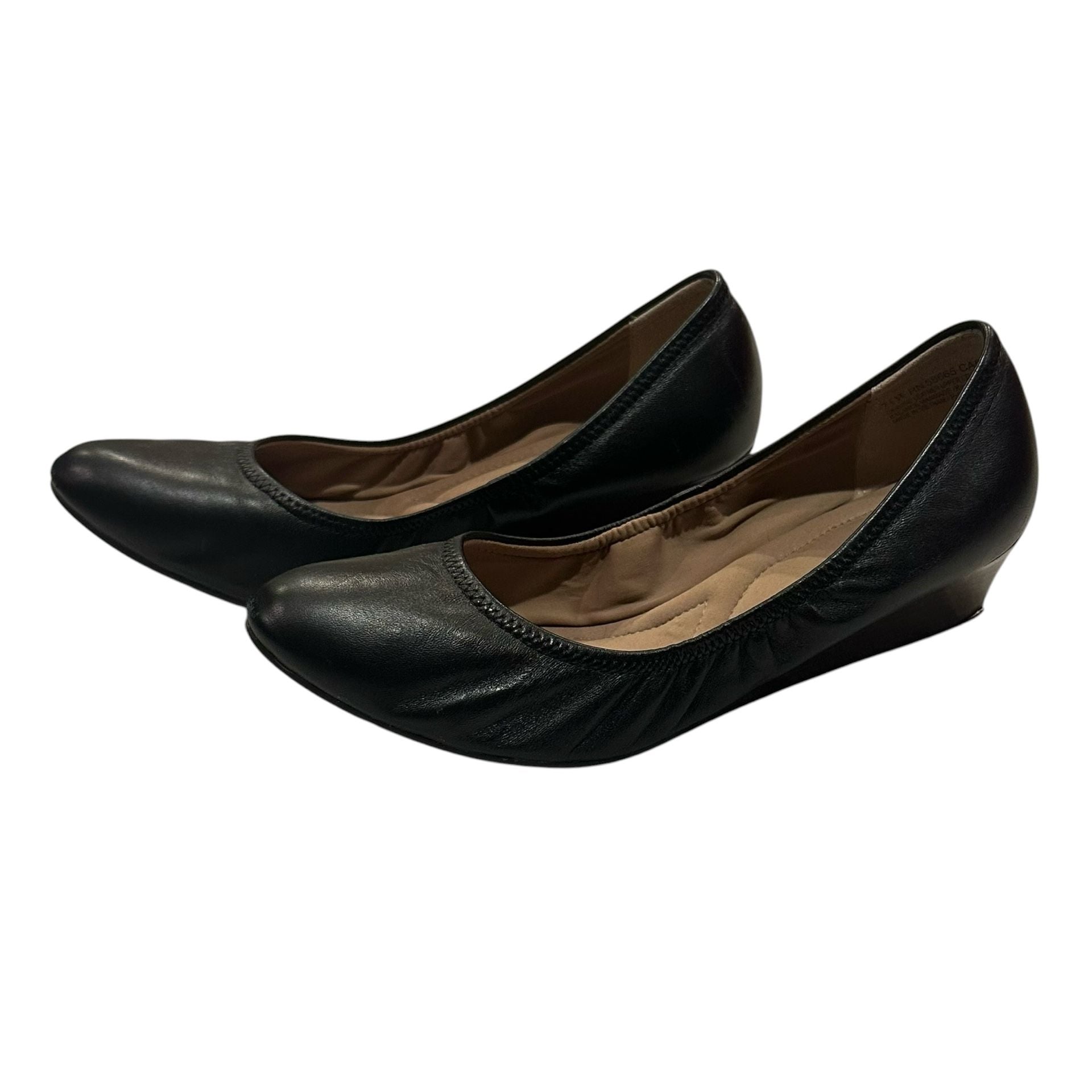 Susina Wedge Pumps Size 7.5W Black Leather Shoes 3
