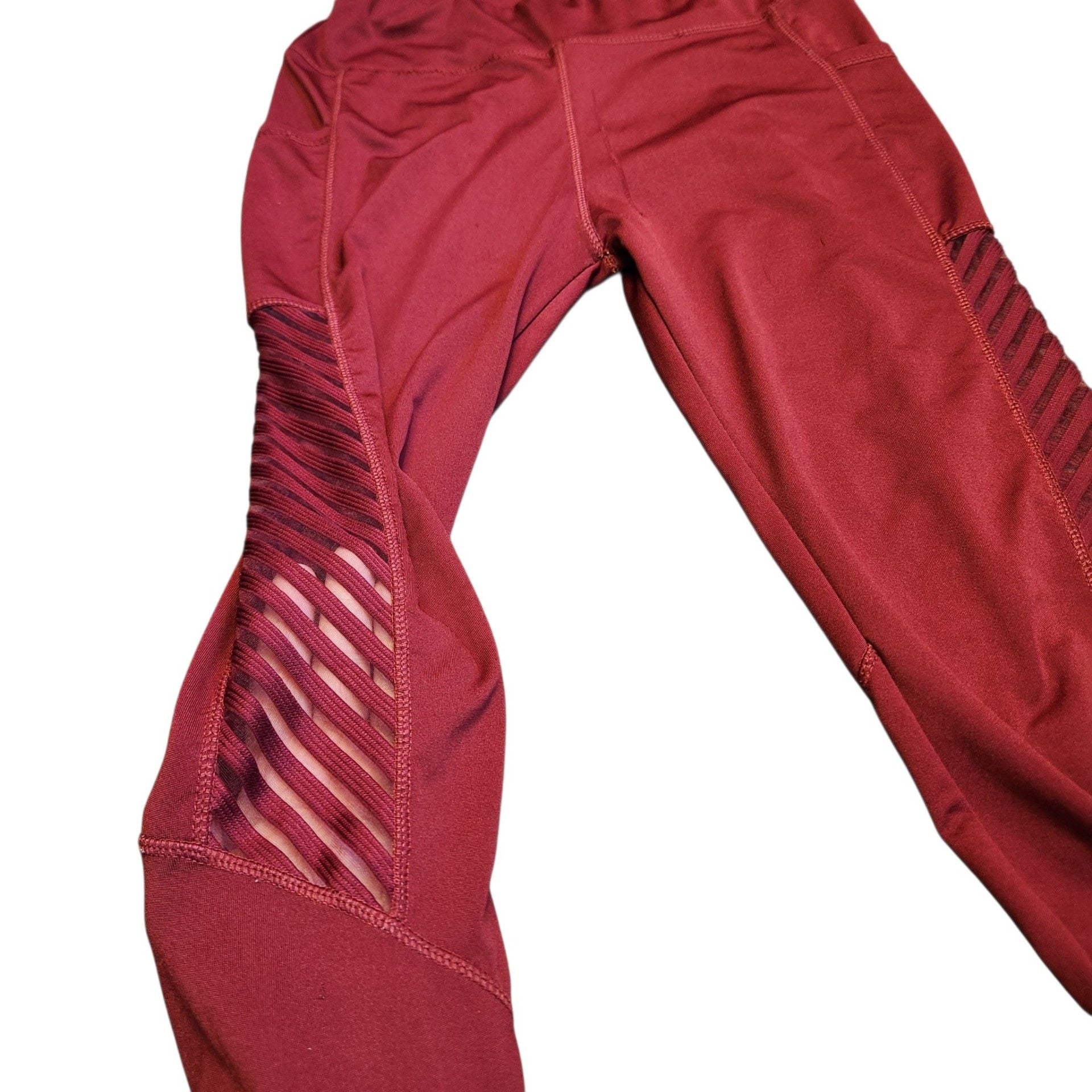Red Workout Leggings with Side Mesh Panels 2