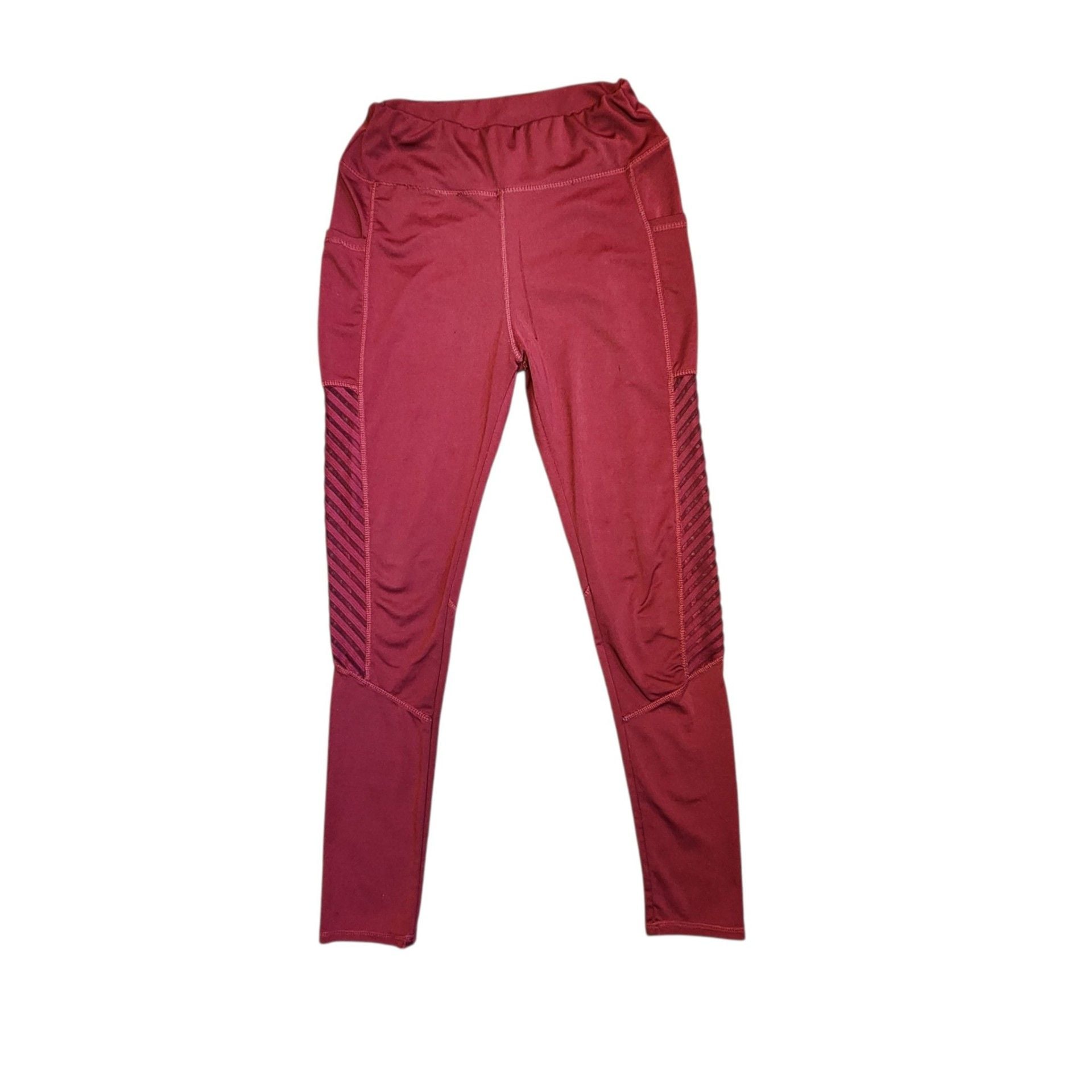 Red Workout Leggings with Side Mesh Panels 4