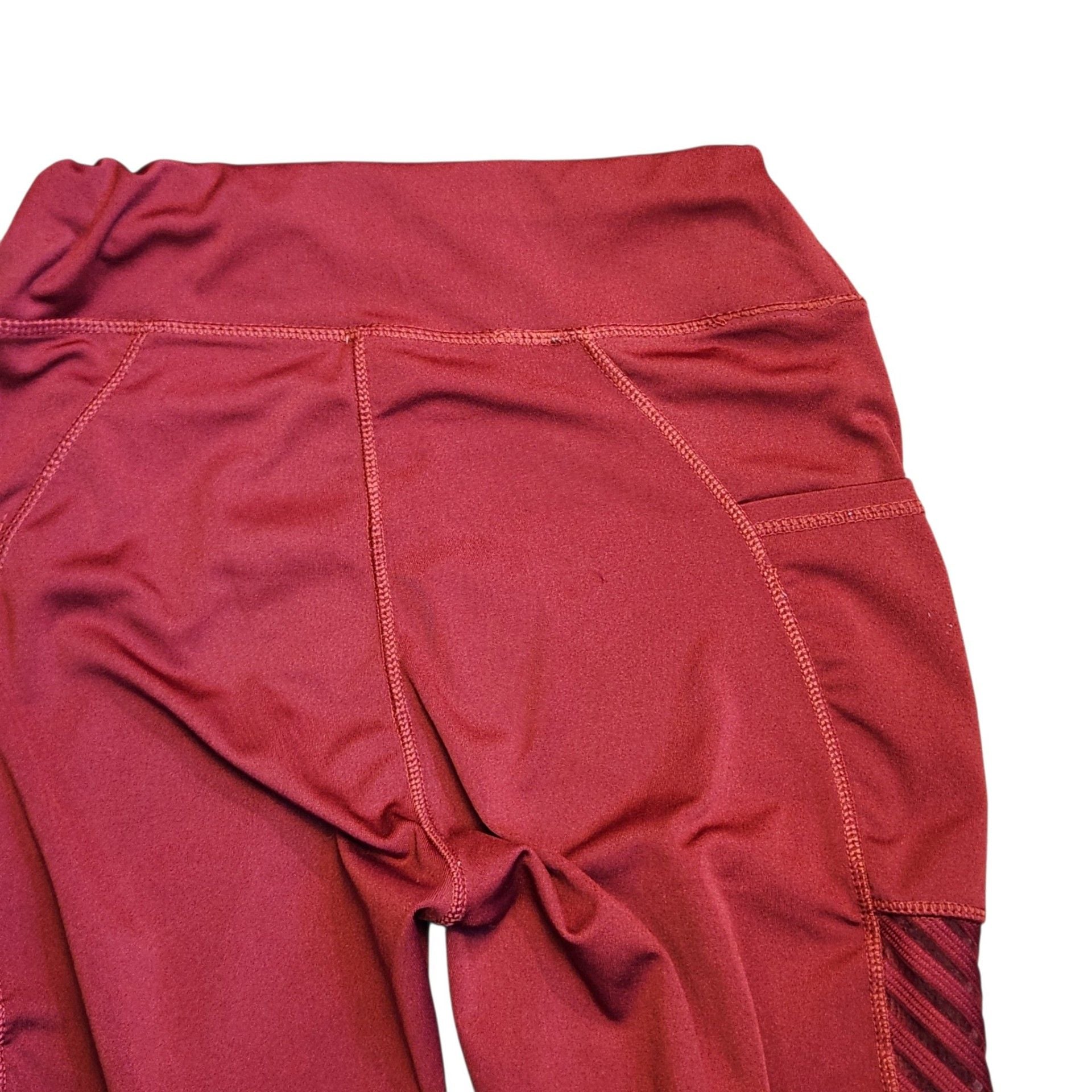 Red Workout Leggings with Side Mesh Panels 8