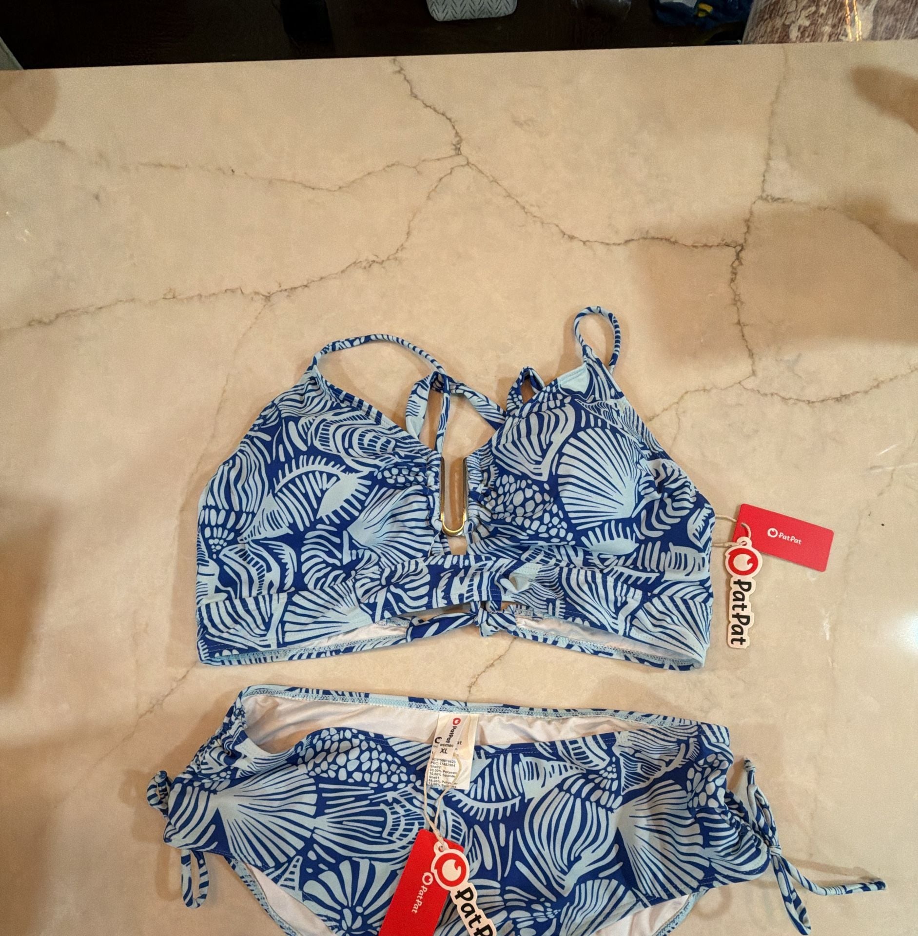 PatPat Blue Shell Print Bikini Set Size XL NWT 1