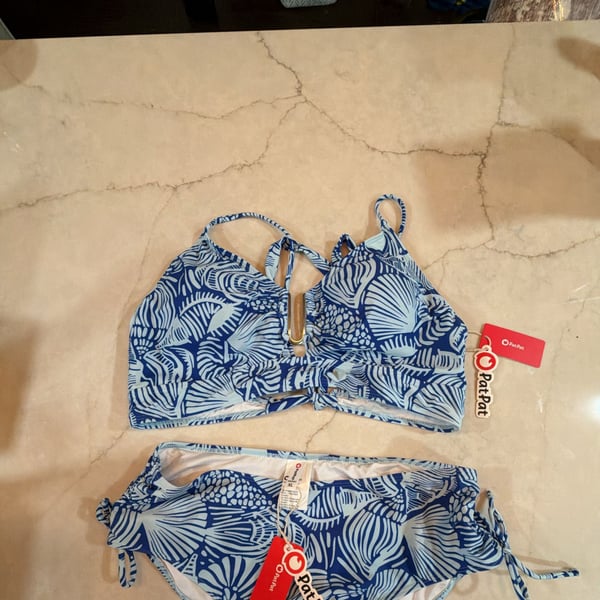 PatPat Blue Shell Print Bikini Set Size XL NWT