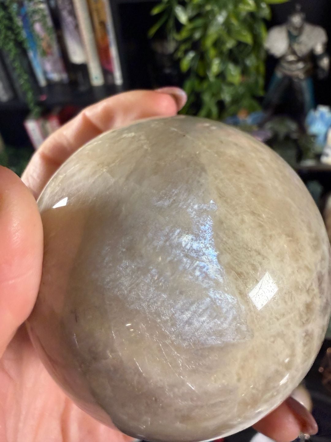 Blue Flash Moonstone Crystal Sphere— New 3