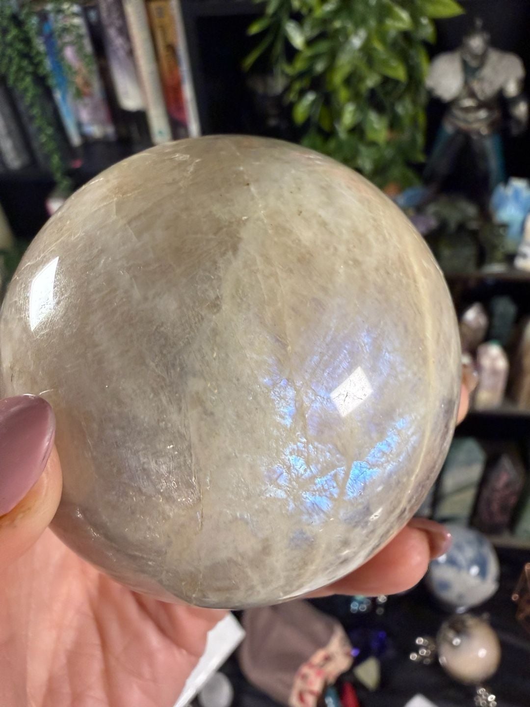 Blue Flash Moonstone Crystal Sphere— New 7