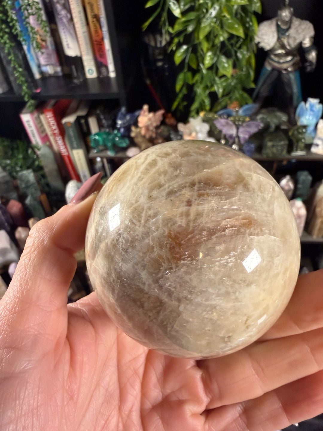 Blue Flash Moonstone Crystal Sphere— New 4