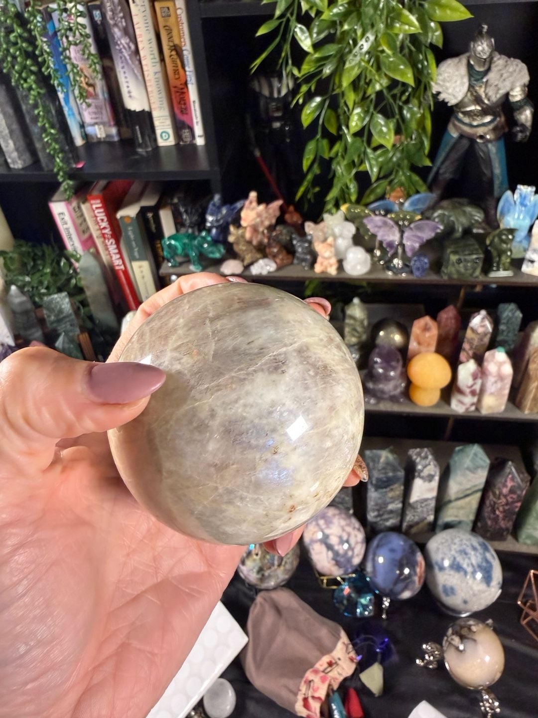 Blue Flash Moonstone Crystal Sphere— New 5