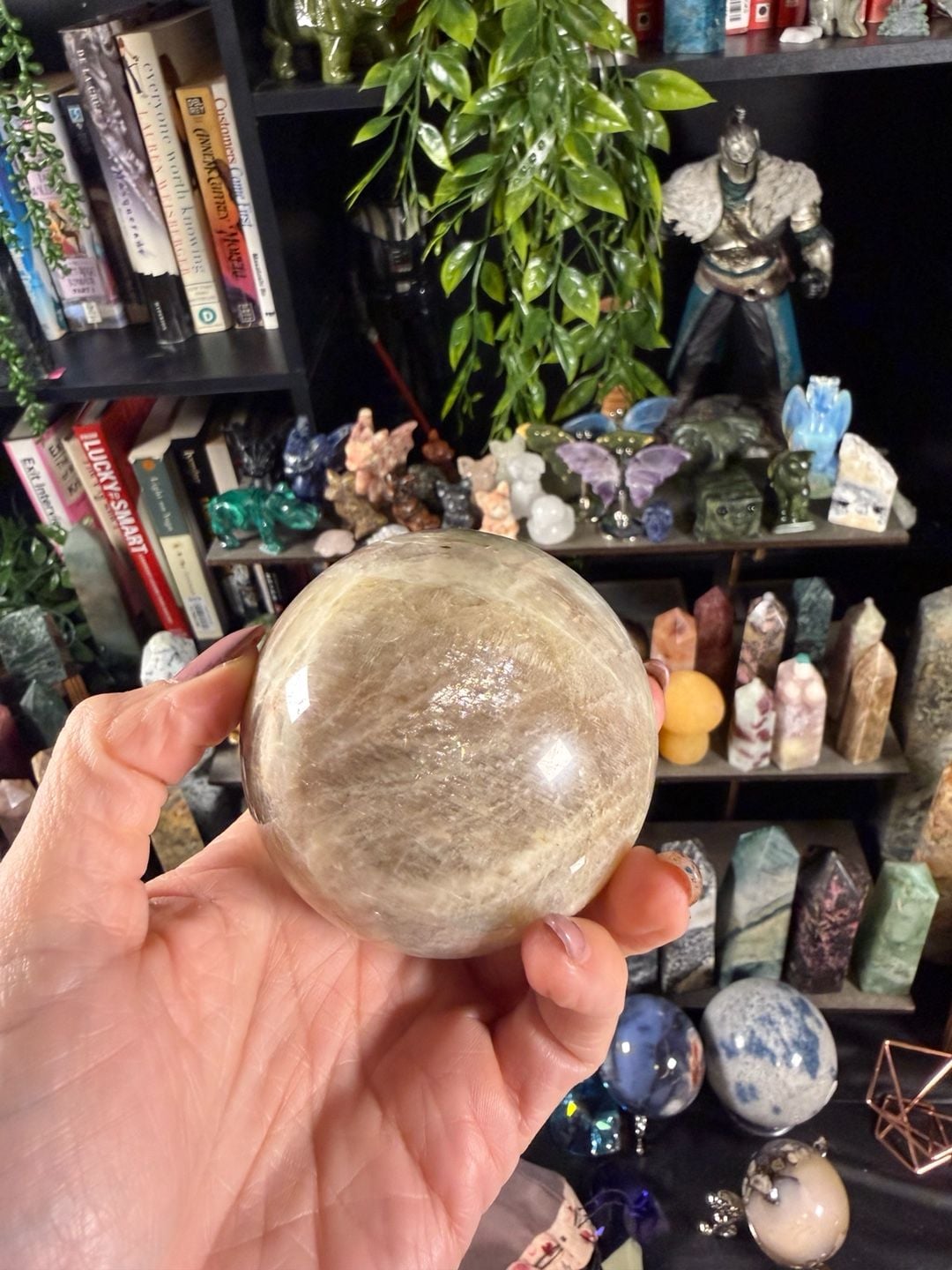 Blue Flash Moonstone Crystal Sphere— New 6
