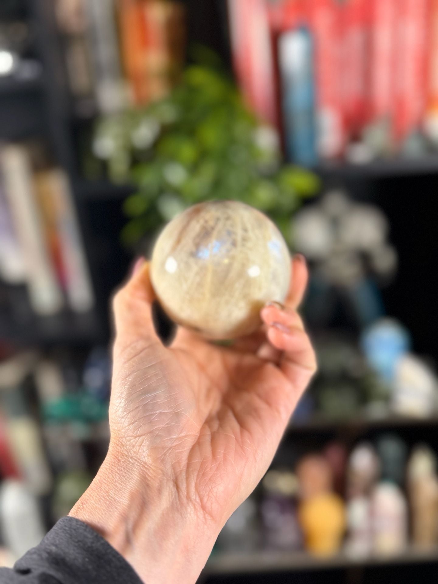 Blue Flash Moonstone Crystal Sphere— New 2