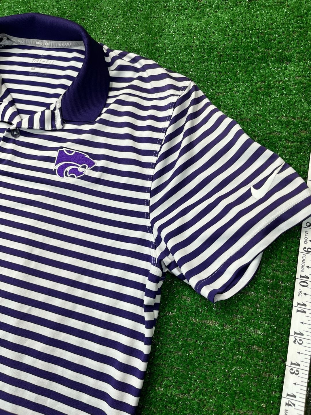 Nike Kansas State Wildcats Dri-FIT Polo Size M Striped 7