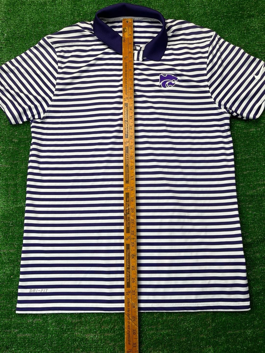 Nike Kansas State Wildcats Dri-FIT Polo Size M Striped 9