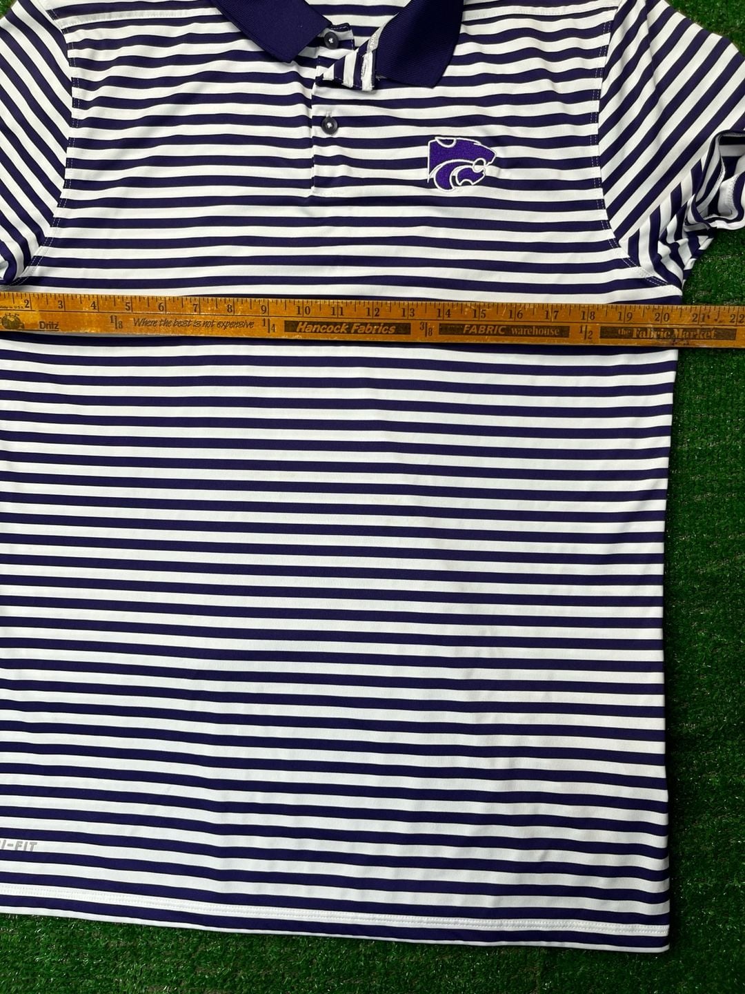 Nike Kansas State Wildcats Dri-FIT Polo Size M Striped 10