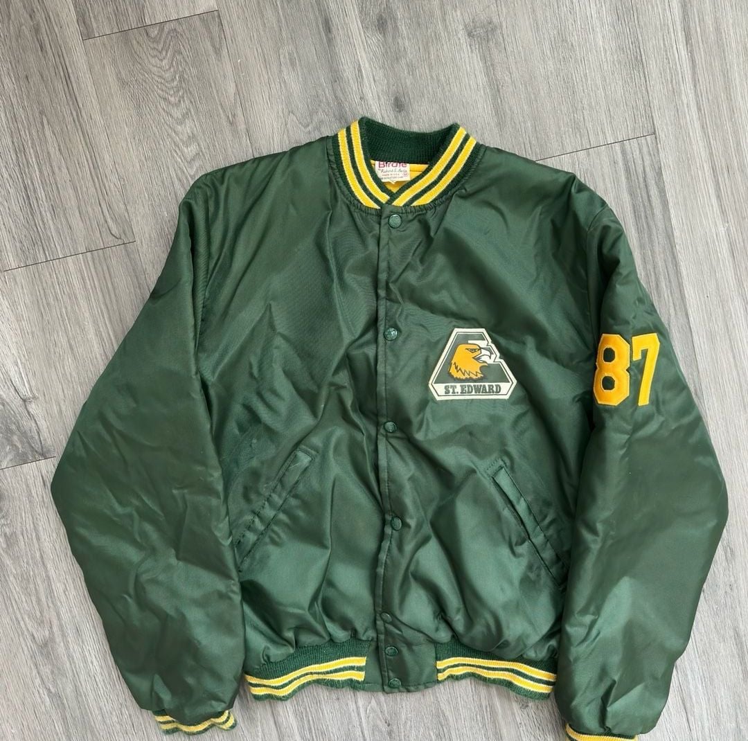 Birdie St Edward Eagles Vintage Satin Bomber Jacket 4