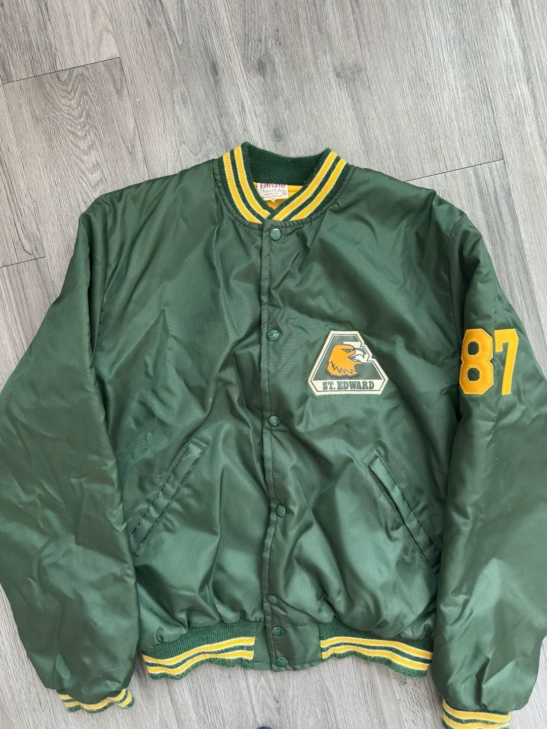 Birdie St Edward Eagles Vintage Satin Bomber Jacket 7