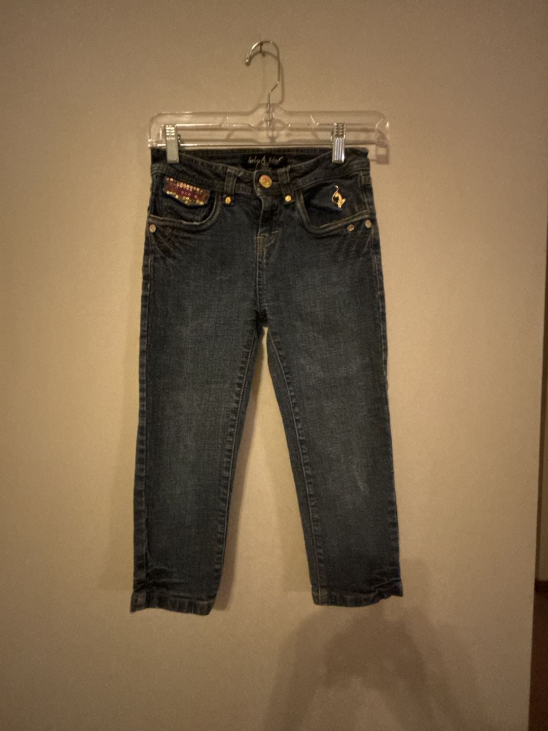 Baby Phat Jeans Size 12 Dark Wash Sequin Pocket Embellished Denim 2