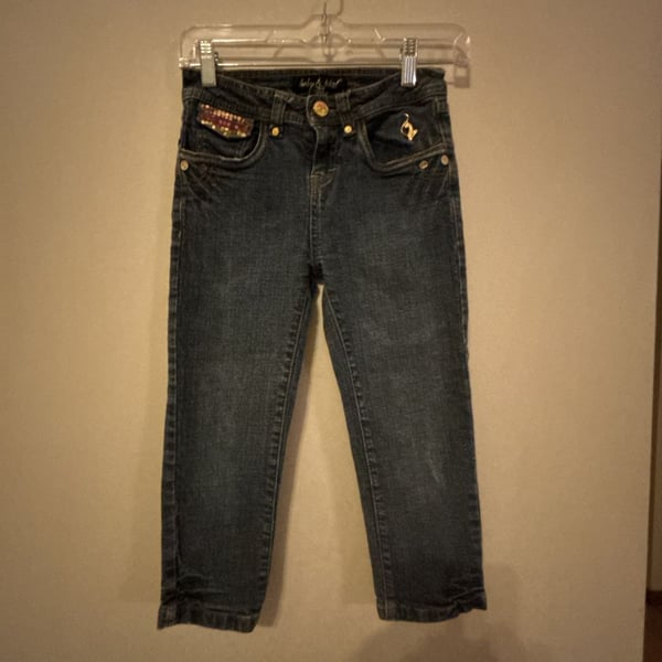 Baby Phat Jeans Size 12 Dark Wash Sequin Pocket Embellished Denim