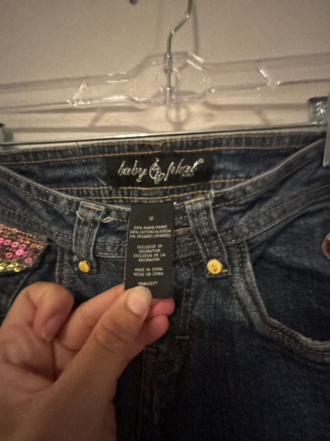 Baby Phat Jeans Size 12 Dark Wash Sequin Pocket Embellished Denim 3