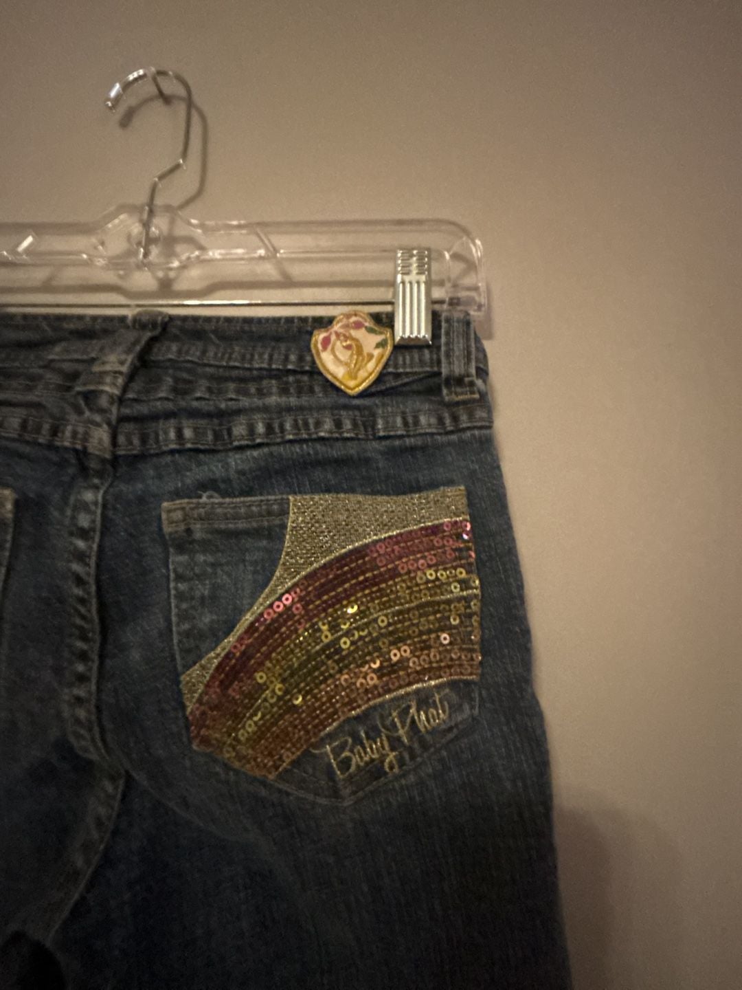 Baby Phat Jeans Size 12 Dark Wash Sequin Pocket Embellished Denim 8
