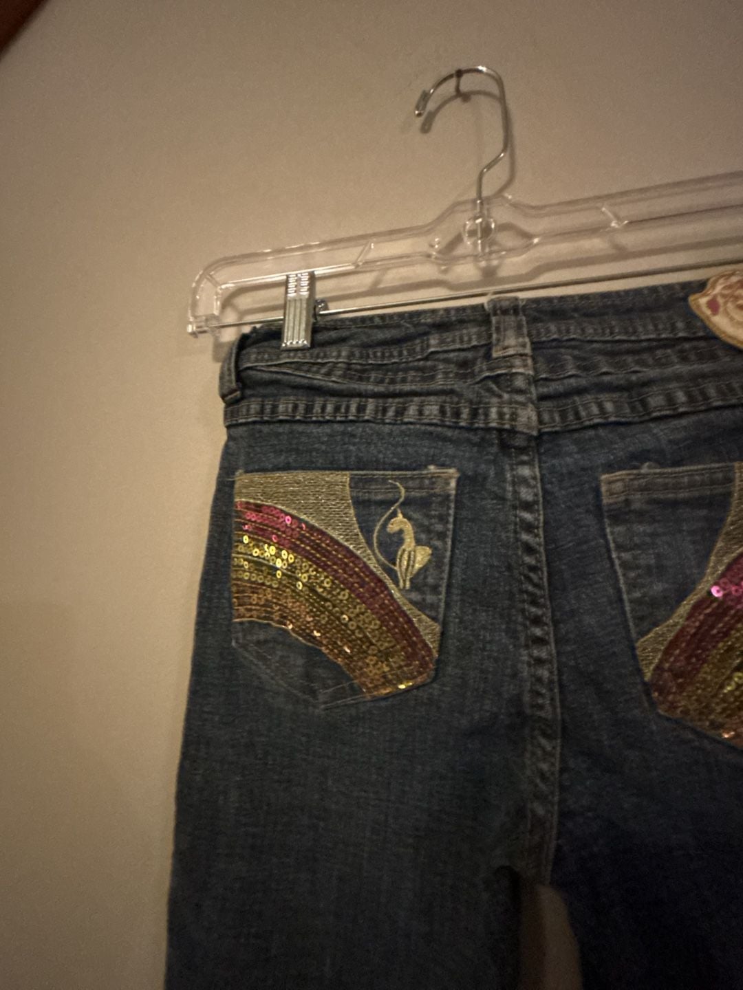 Baby Phat Jeans Size 12 Dark Wash Sequin Pocket Embellished Denim 9