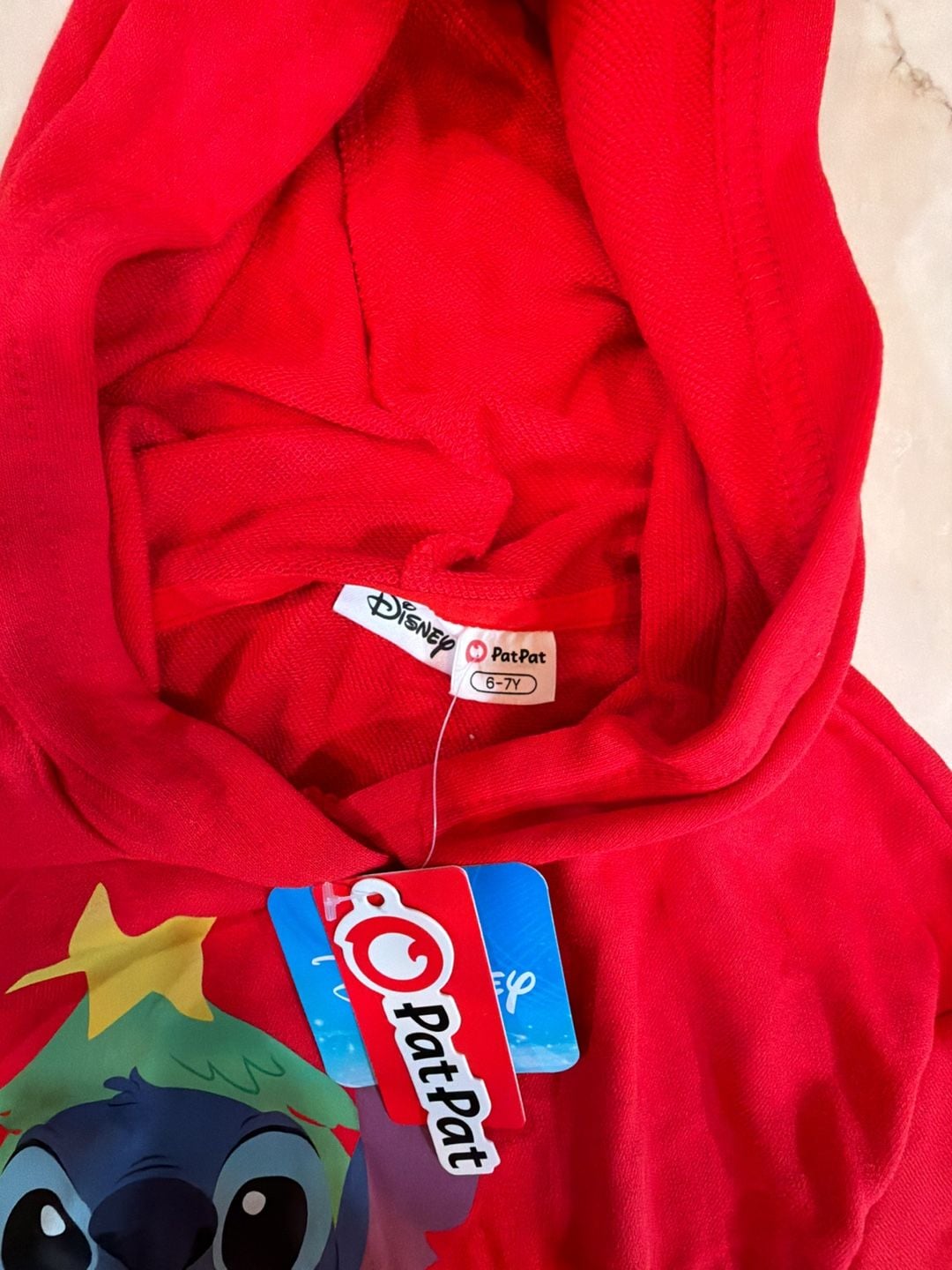 PatPat Disney Stitch Christmas Hoodie Size 6-7Y Red nwt 5