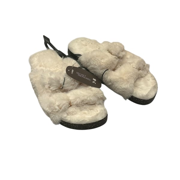 Secret Treasures Slippers Size 7-8 White Faux Fur Double Band