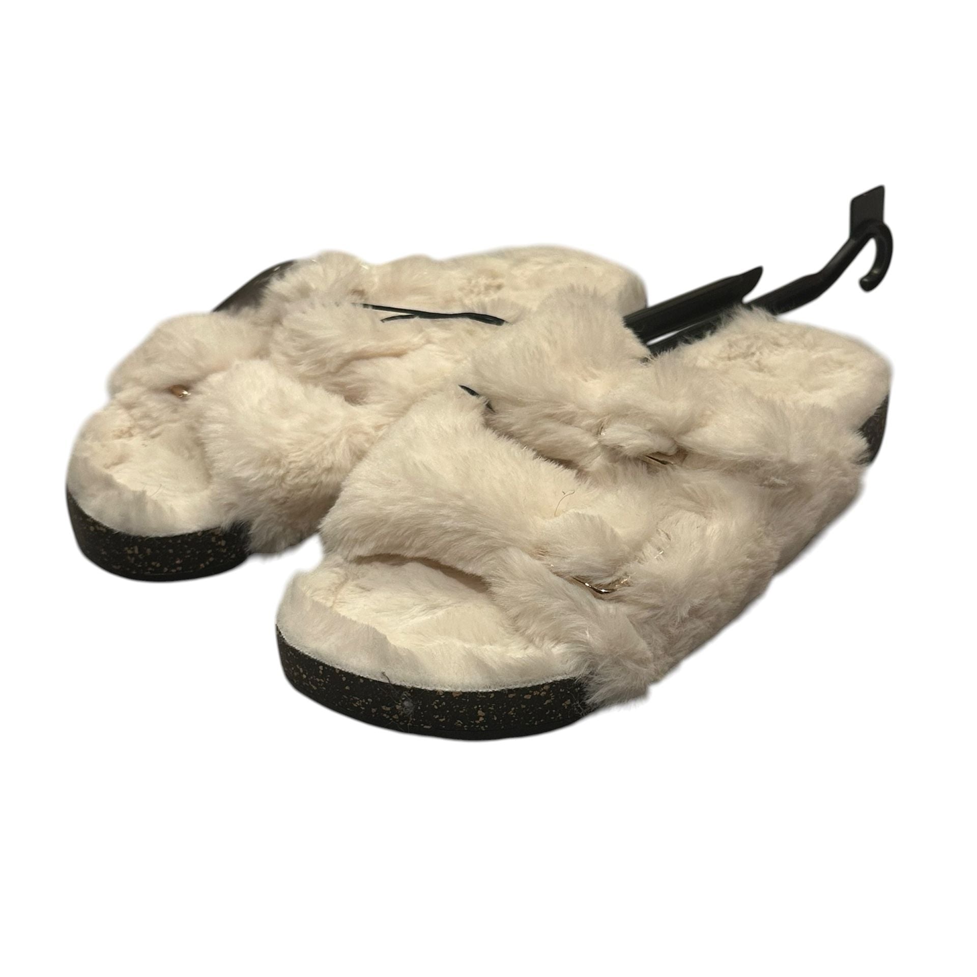 Secret Treasures Slippers Size 7-8 White Faux Fur Double Band 3