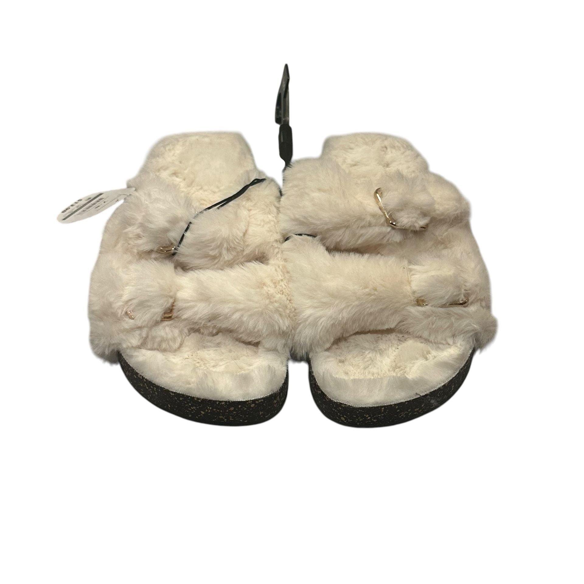 Secret Treasures Slippers Size 7-8 White Faux Fur Double Band 4