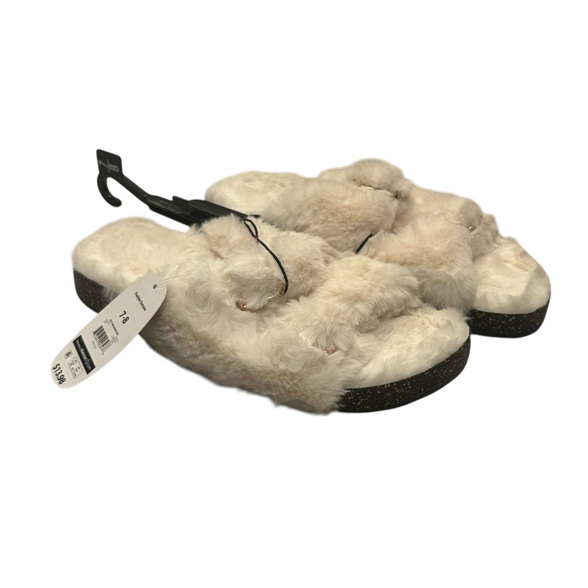 Secret Treasures Slippers Size 7-8 White Faux Fur Double Band 5