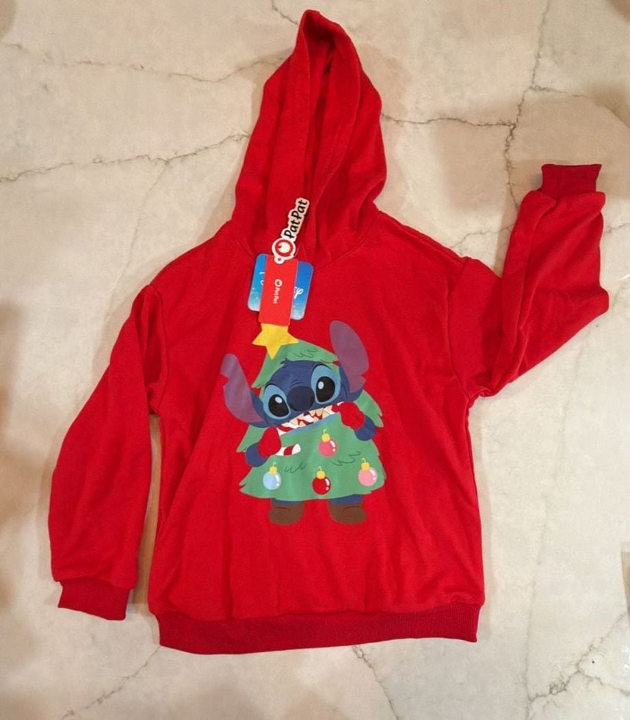 PatPat Disney Stitch Christmas Hoodie Size 6-7Y Red nwt 1