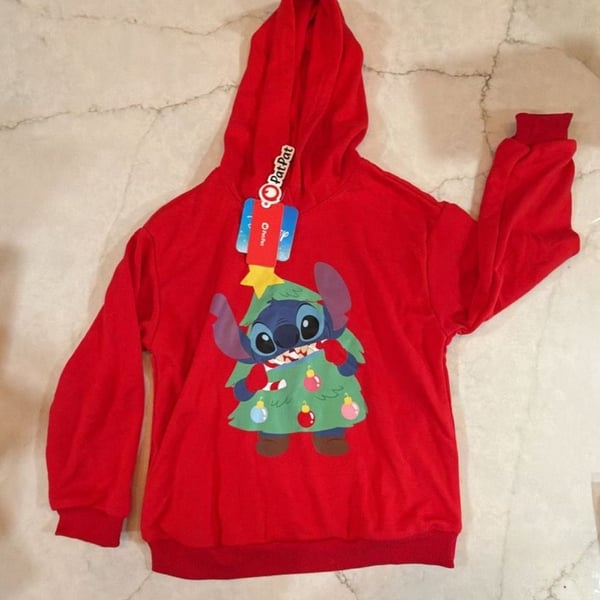 PatPat Disney Stitch Christmas Hoodie Size 6-7Y Red nwt