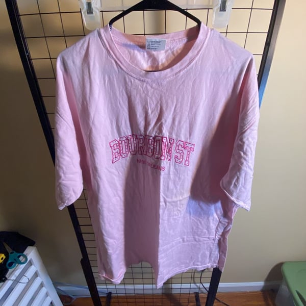 Comfort Colors Bourbon St New Orleans T-Shirt Size XL Pink Rhinestone