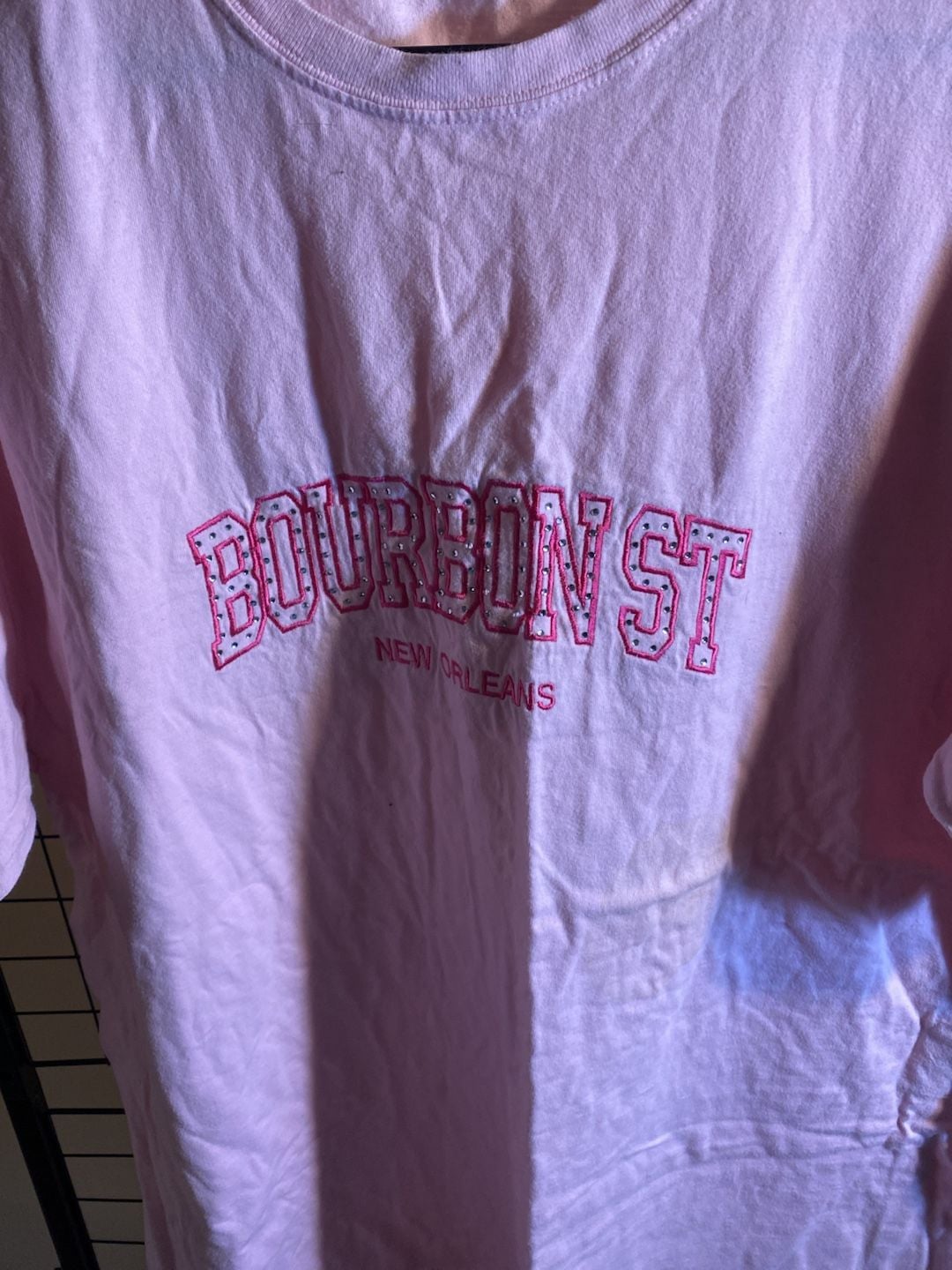 Comfort Colors Bourbon St New Orleans T-Shirt Size XL Pink Rhinestone 3