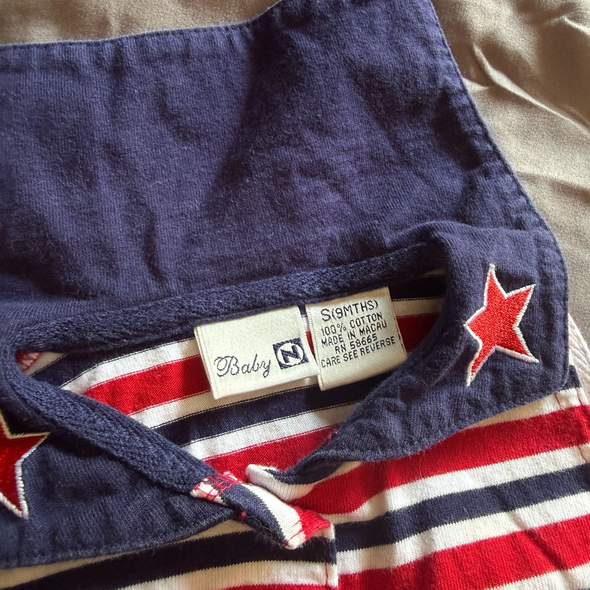 Baby N Striped Dress Size 9 Months Red White Blue Stars 3