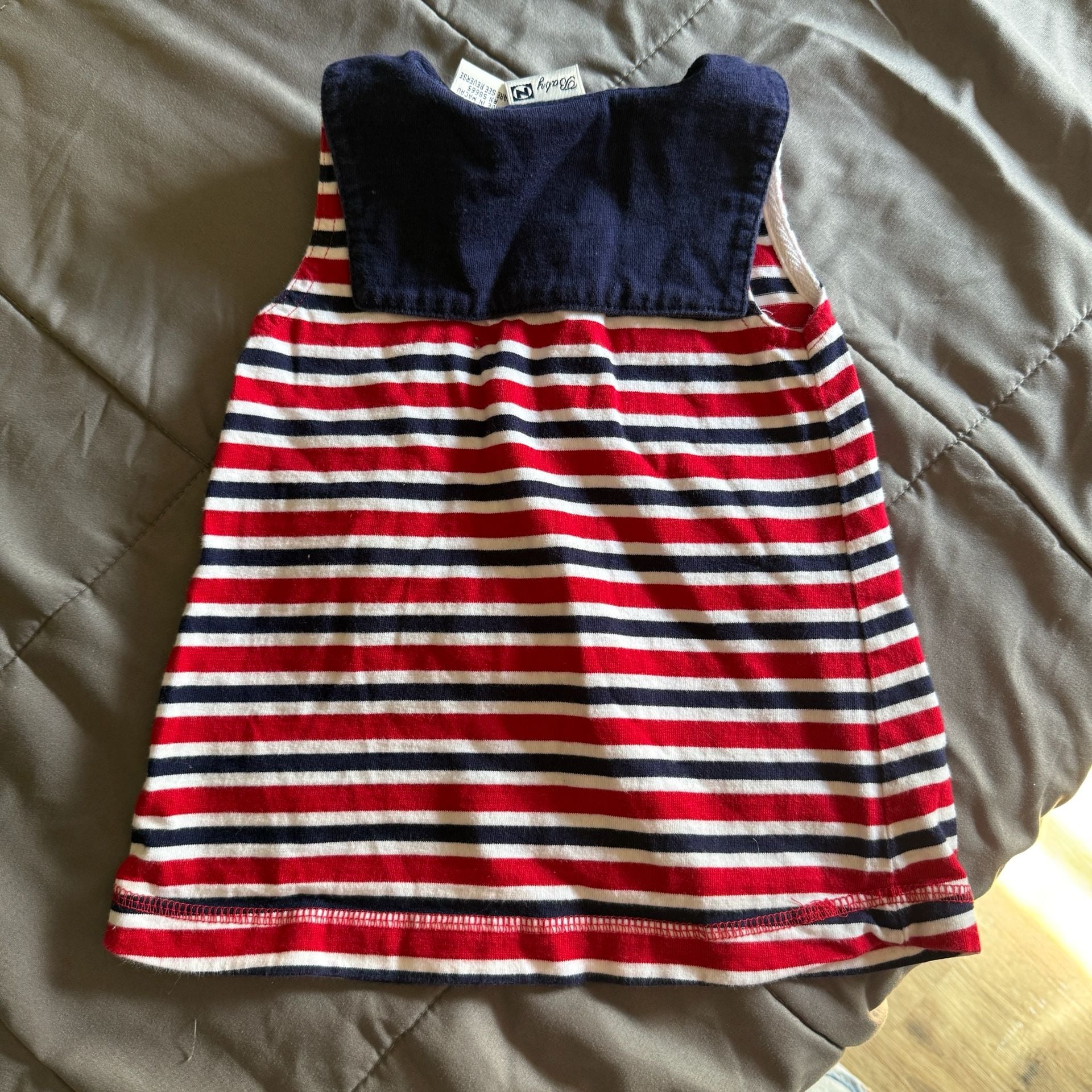 Baby N Striped Dress Size 9 Months Red White Blue Stars 4