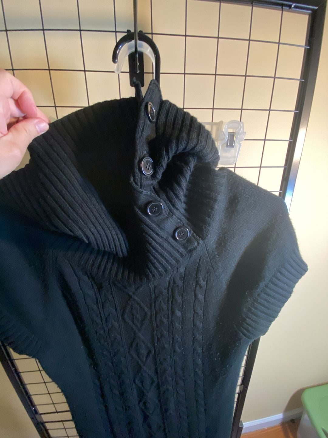 dressbarn Sweater Dress Size XL Black Cowl Neck Cable Knit Short Sleeve 3