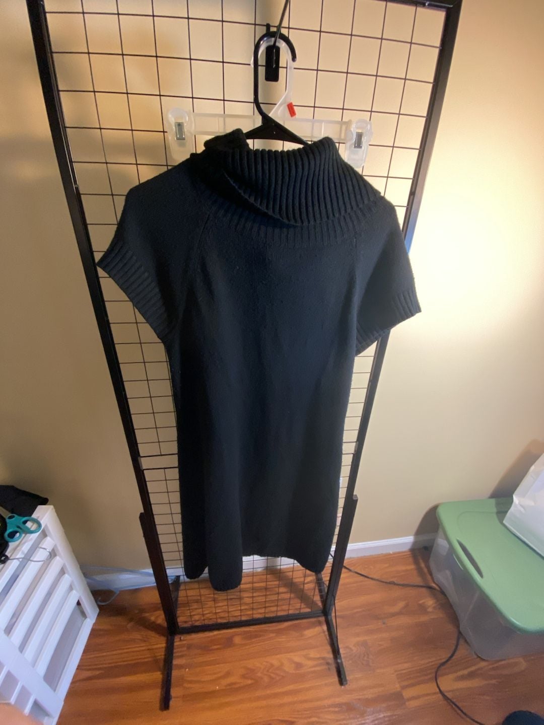 dressbarn Sweater Dress Size XL Black Cowl Neck Cable Knit Short Sleeve 5