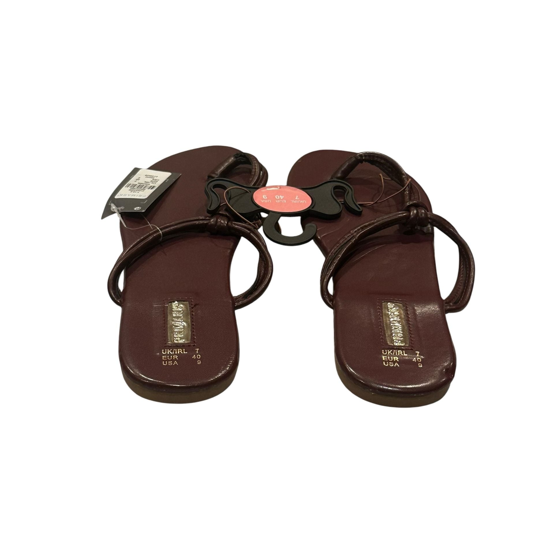 Primark Flat Sandals Size 9 Brown Thong Toe Ring Slide Shoes New 6