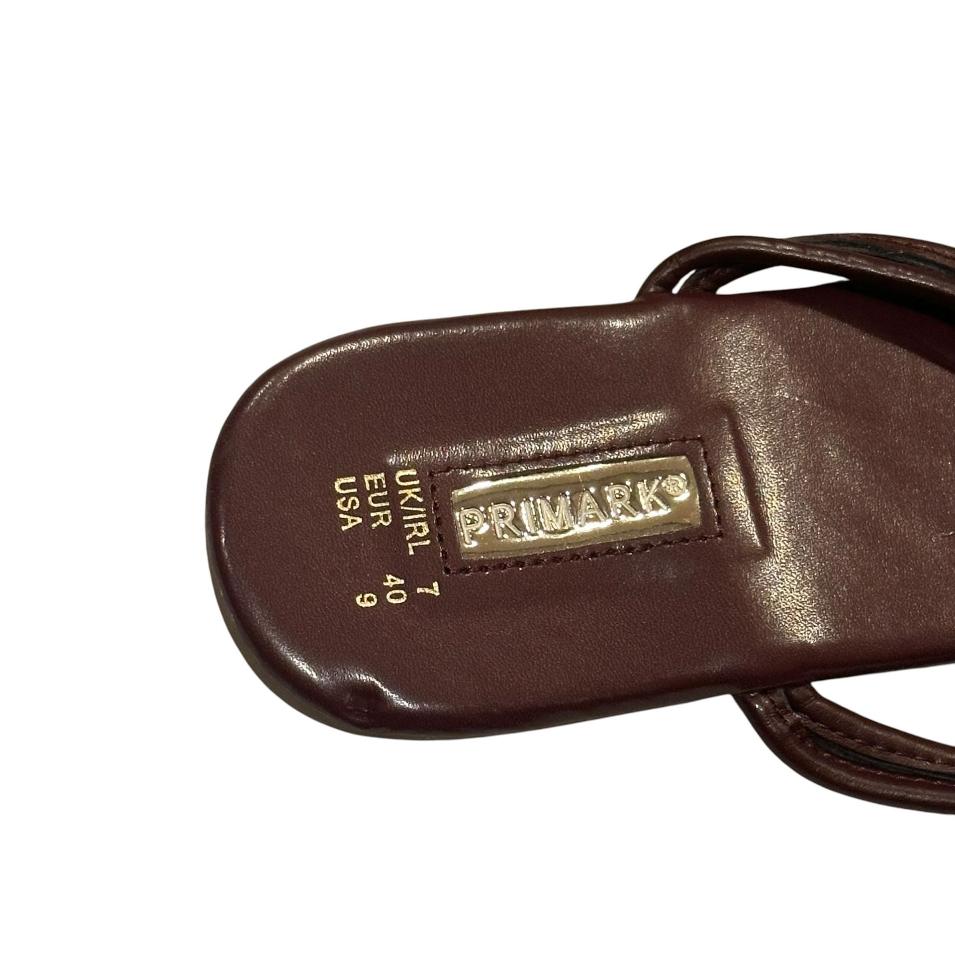 Primark Flat Sandals Size 9 Brown Thong Toe Ring Slide Shoes New 7