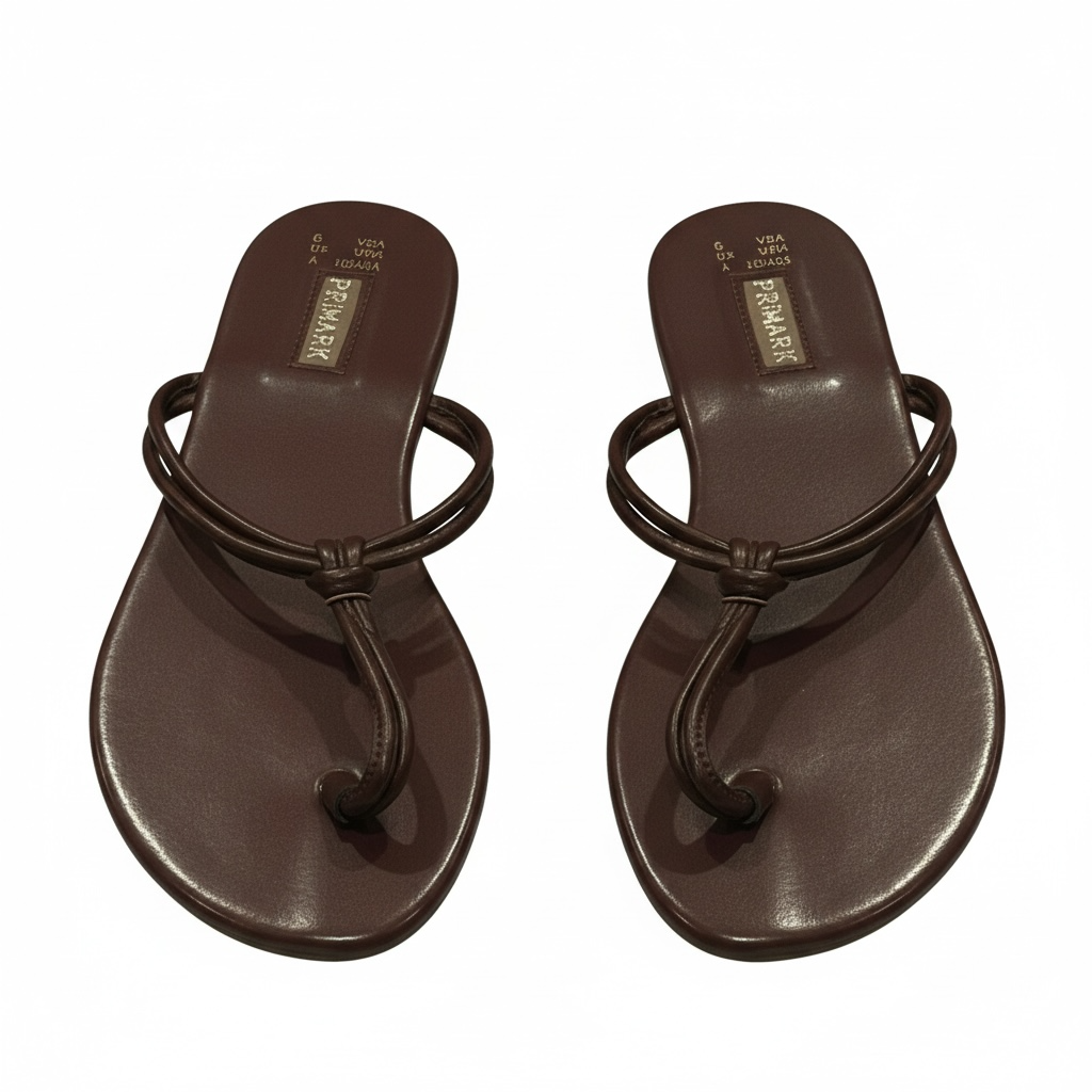 Primark Flat Sandals Size 9 Brown Thong Toe Ring Slide Shoes New 9