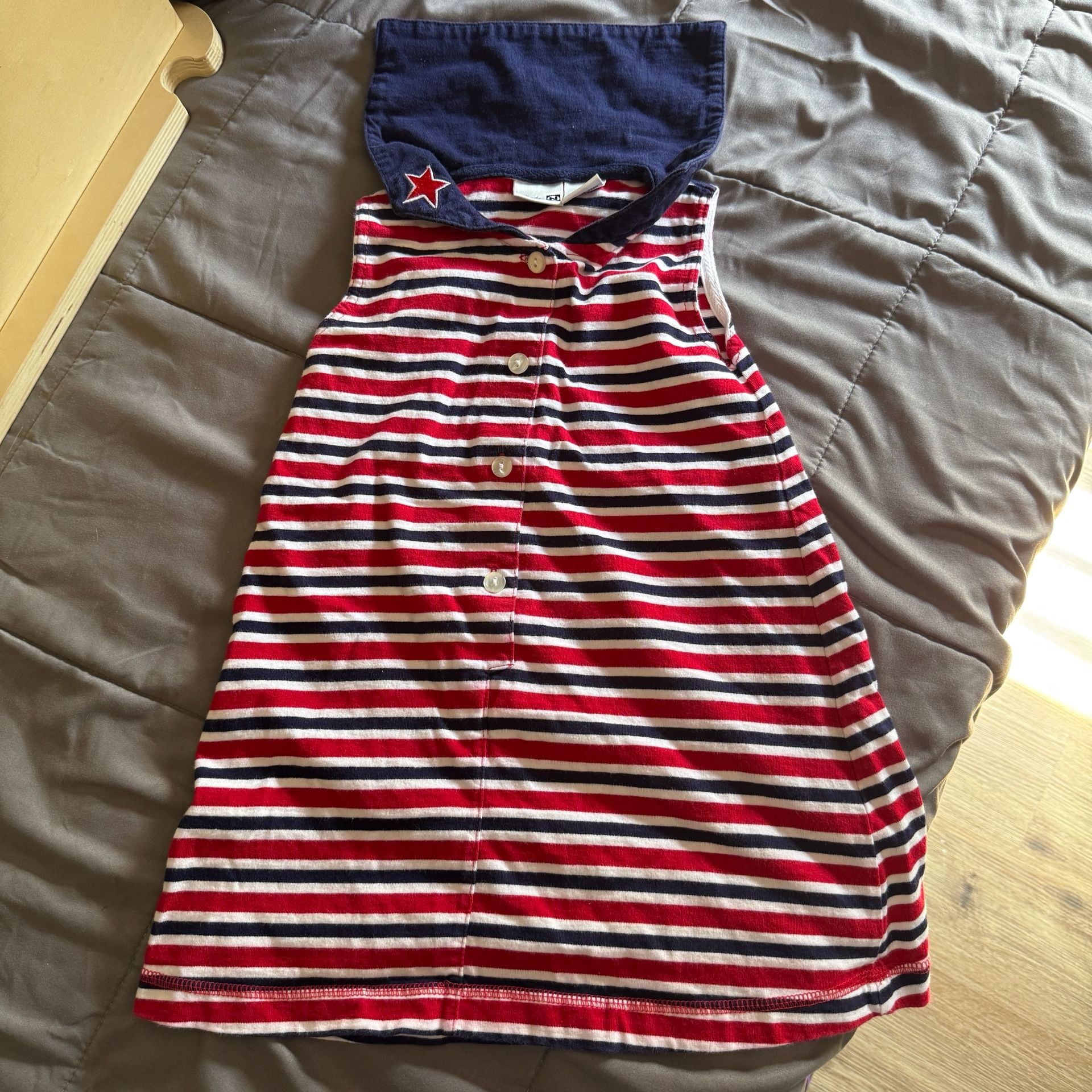 Baby N Striped Dress Size 4 Red White Blue Sailor Style 2