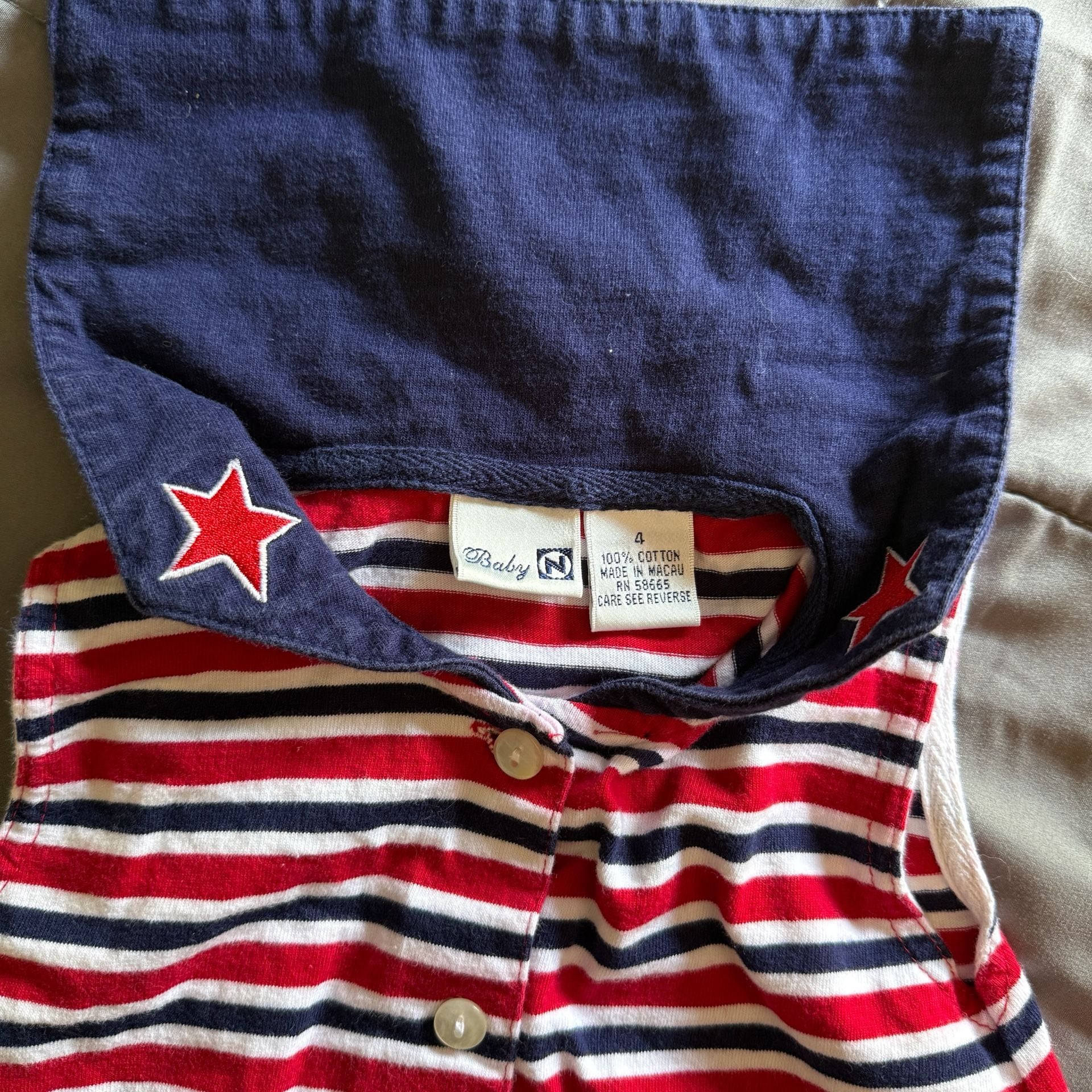 Baby N Striped Dress Size 4 Red White Blue Sailor Style 3
