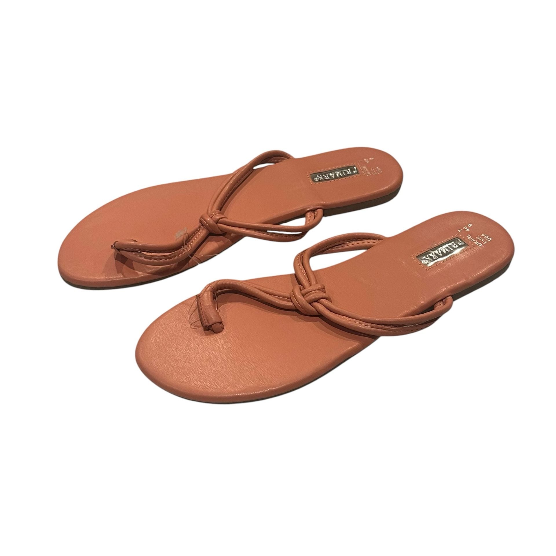 Primark Flat Sandals Size 9 Coral Thong Toe Ring Slip-On 3