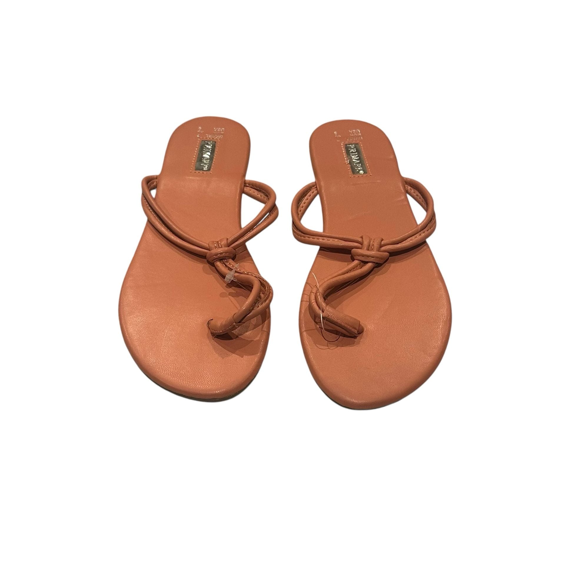 Primark Flat Sandals Size 9 Coral Thong Toe Ring Slip-On 4