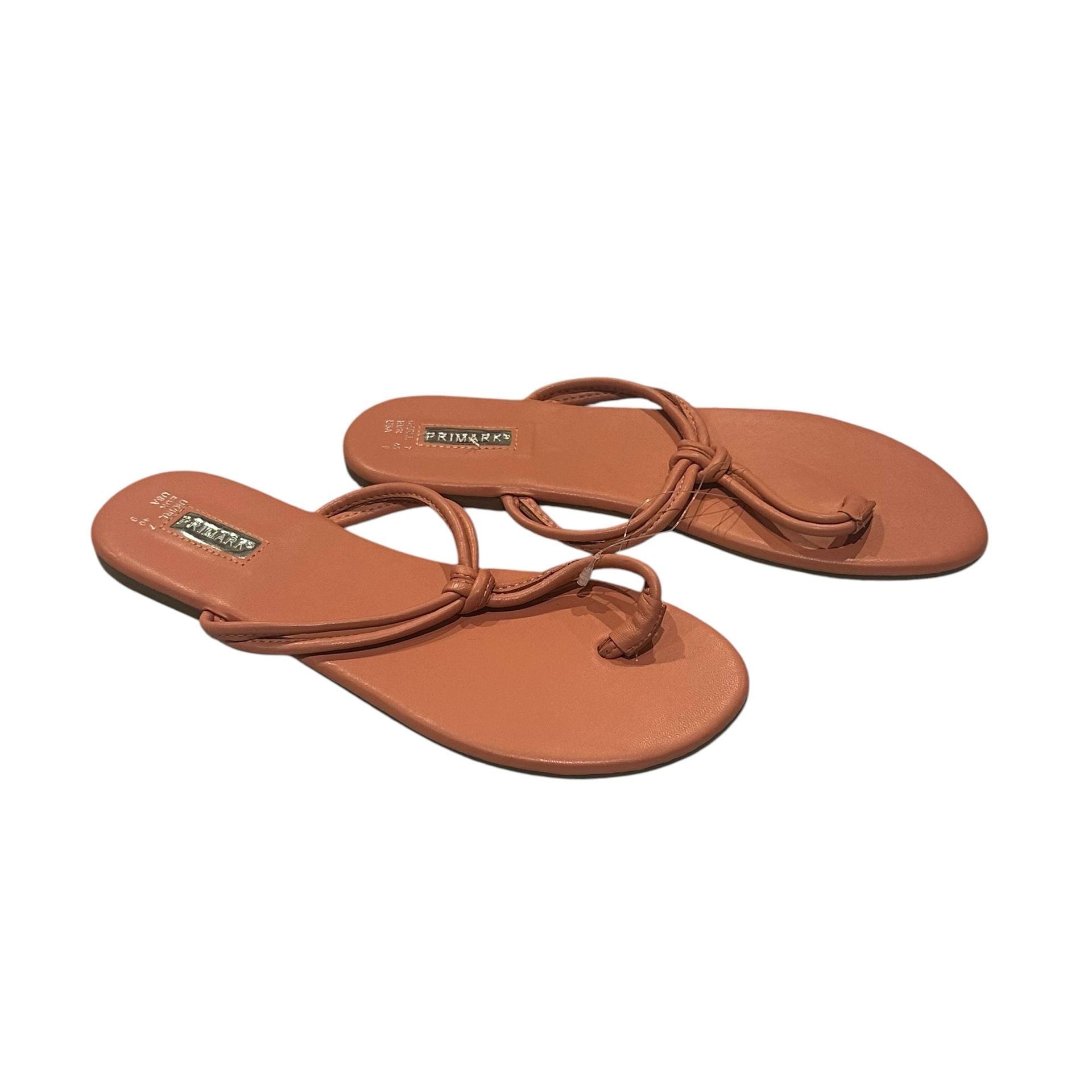 Primark Flat Sandals Size 9 Coral Thong Toe Ring Slip-On 5