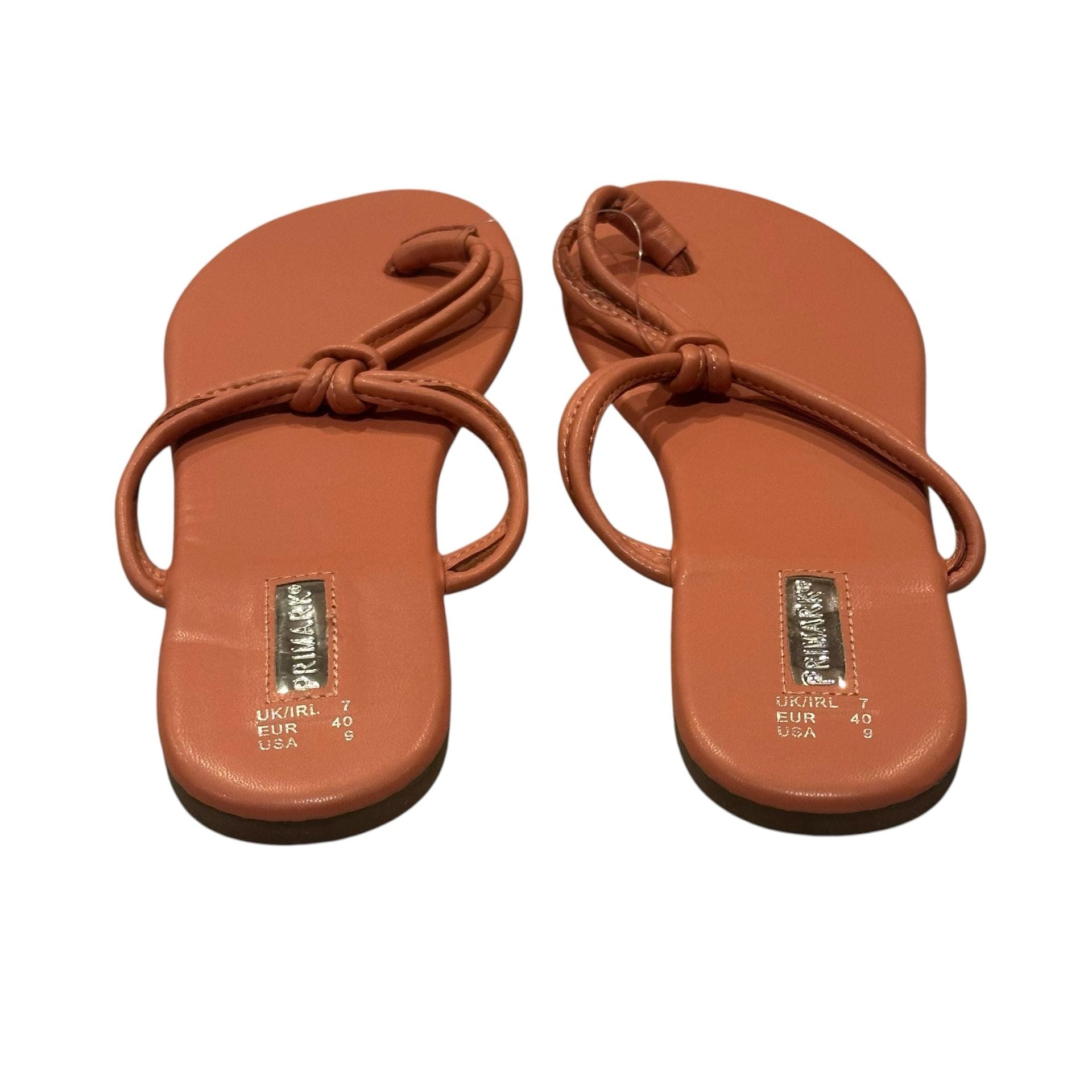 Primark Flat Sandals Size 9 Coral Thong Toe Ring Slip-On 6